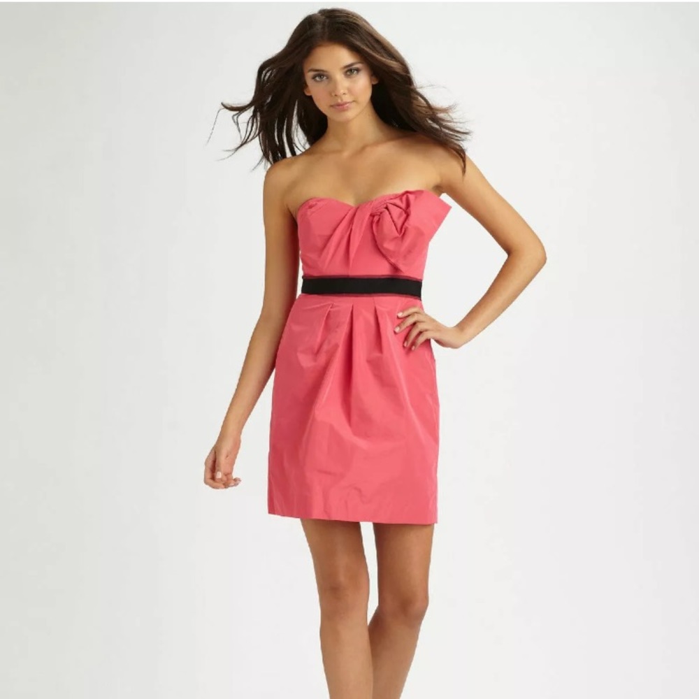 BCBG Max Azaria  Taffeta Empire Bow Mini Dress